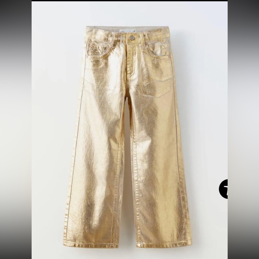 zara gold jeans
